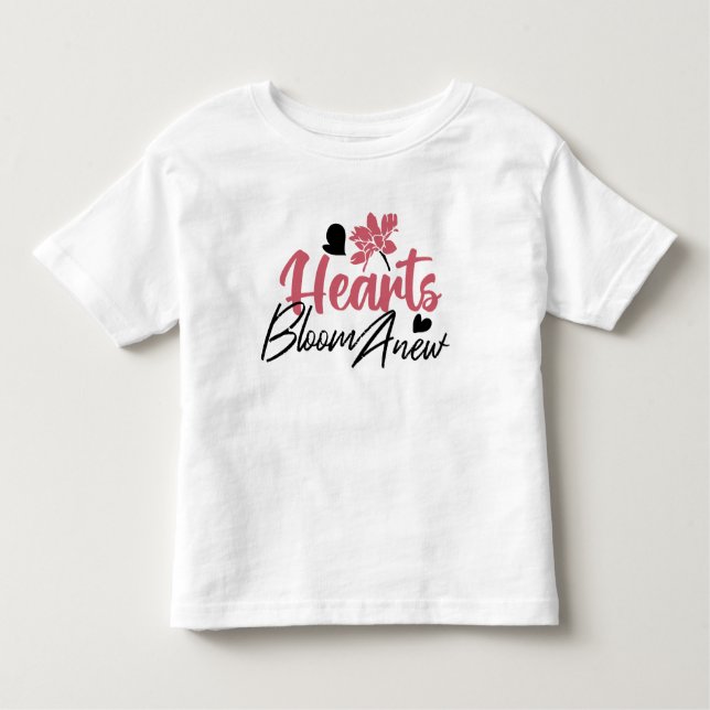 Camiseta Infantil Hearts Bloom Anew - citação Floral Inspiracional (Frente)