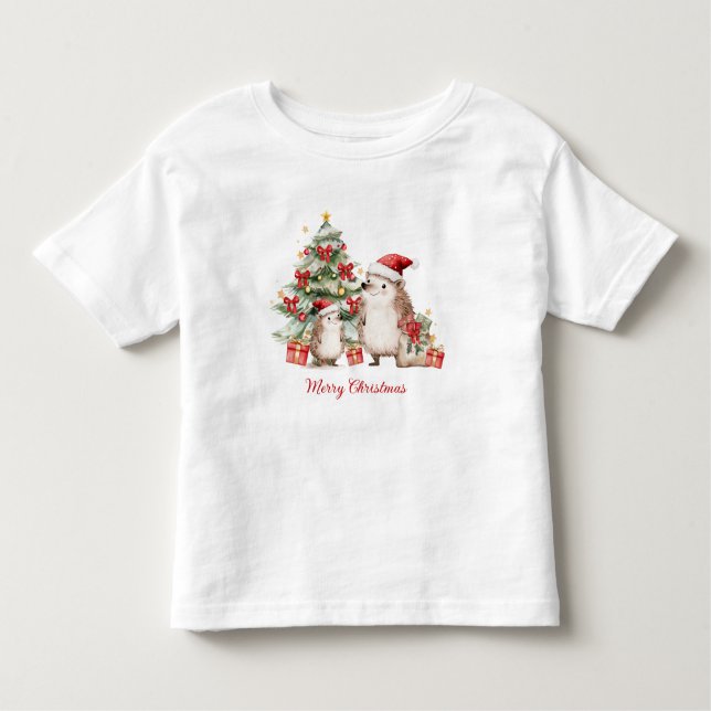 Camiseta Infantil Hedgehog Christmas Tree Presents Kids (Frente)