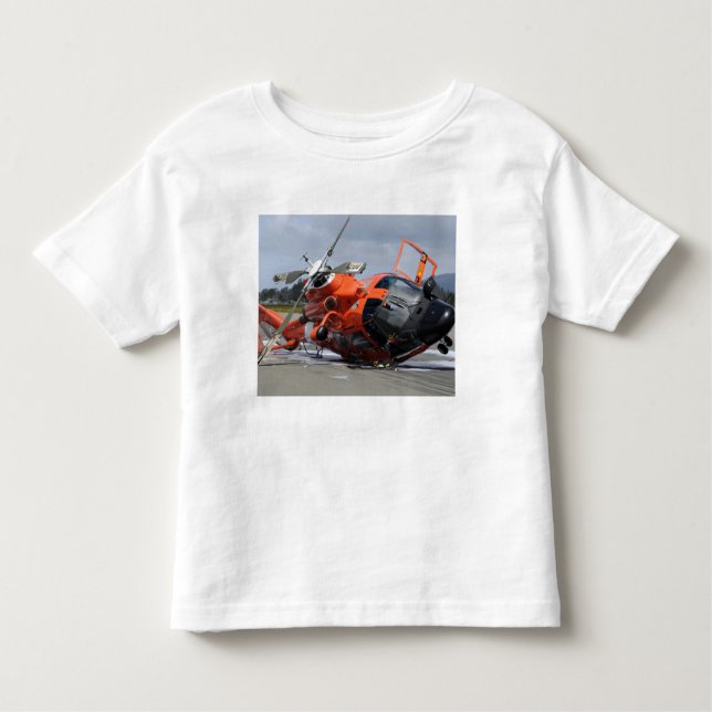 Camiseta Infantil helicóptero de golfinho MH-65 bateu na Arcata Airp (Frente)