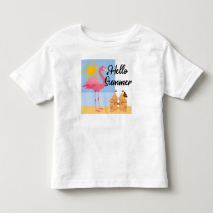 Camiseta Infantil Hello Summer Pink Flamingo Design - Toddler Fine J
