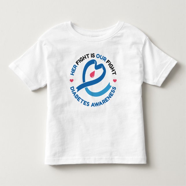 Camiseta Infantil Her Fight Is Our Fight – Diabetes Awareness (Frente)