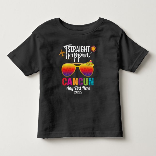 Camiseta Infantil Hetero Trippin Cancún México Férias de Viagem  (Frente)