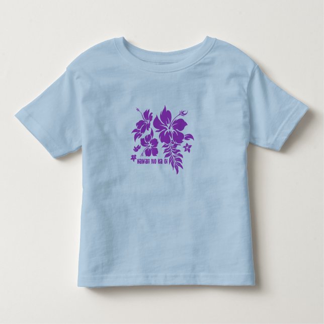 Camiseta Infantil Hibiscus Pareau Hawaiian Floral em Violet (Frente)
