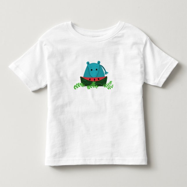 Camiseta Infantil Hipopótamo Comendo Melancia (Frente)