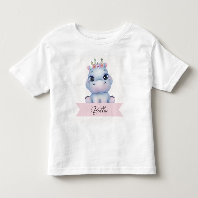 Camiseta Infantil Hipopótamo fofo personalizado  (Frente)