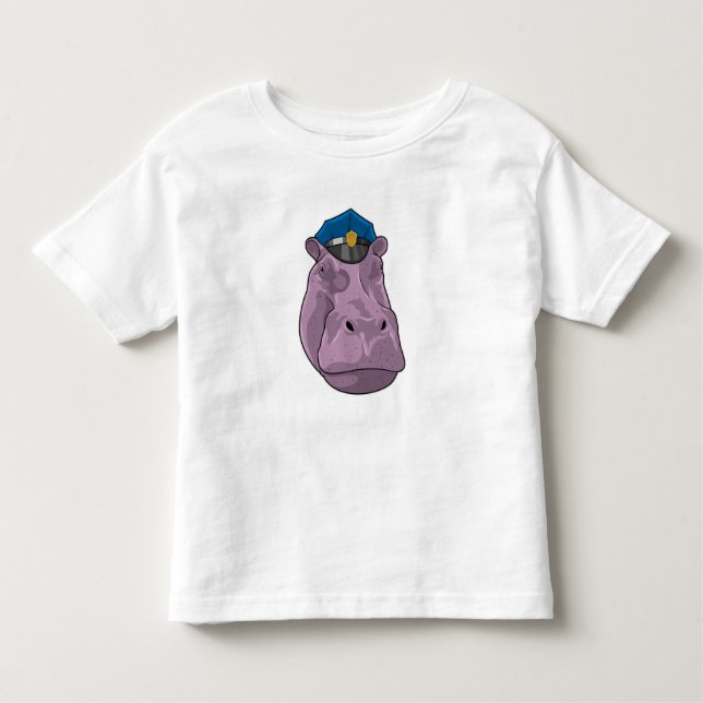 Camiseta Infantil Hippo como agente da Polícia (Frente)