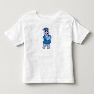Camiseta Infantil Hippo como agente da polícia com chapéu da polícia