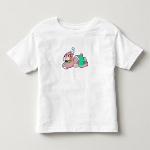 Camiseta Infantil Hippo em mergulho com Snorkel