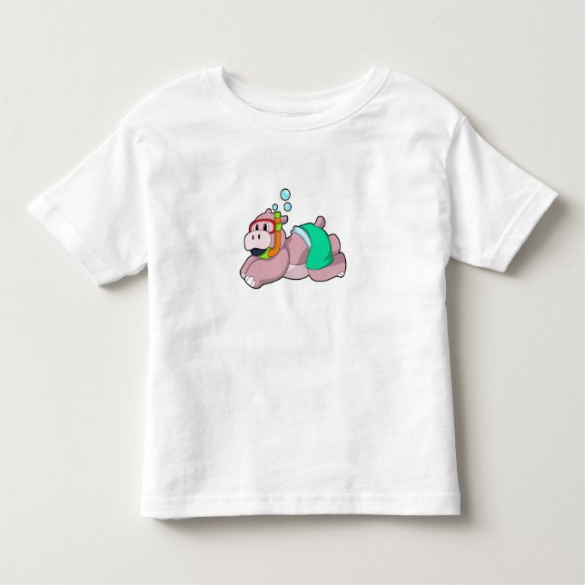 Camiseta Infantil Hippo em mergulho com Snorkel (Frente)