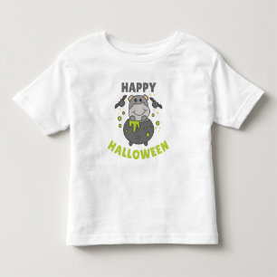Camiseta Infantil Hippo Happy Halloween Cauldron Bat
