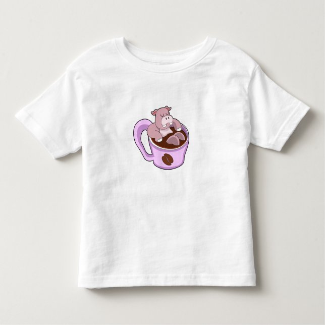 Camiseta Infantil Hippo with Cup of Coffee (Frente)