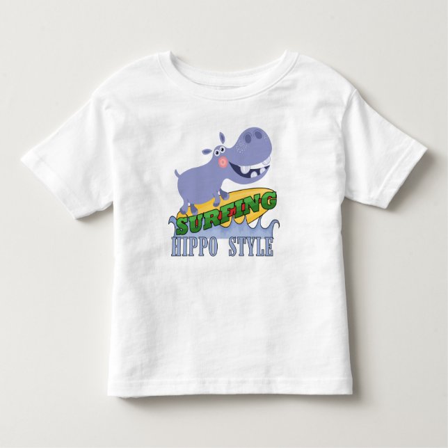 Camiseta Infantil Hippopotamus do surfista (Frente)
