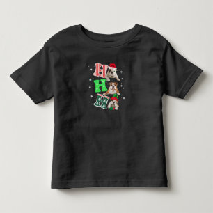 Camiseta Infantil Ho Ho Ho Bulldog Inglês Papai Noel Rena Natal 
