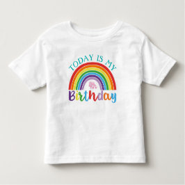 Camiseta Infantil Hoje É O Meu Aniversário Arco-Íris Adicionar As Vo