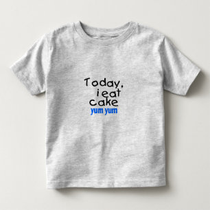 Camiseta Infantil Hoje Eu Comi Yum (azul) Bolo