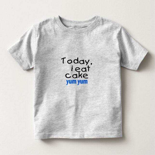 Camiseta Infantil Hoje Eu Comi Yum (azul) Bolo (Frente)
