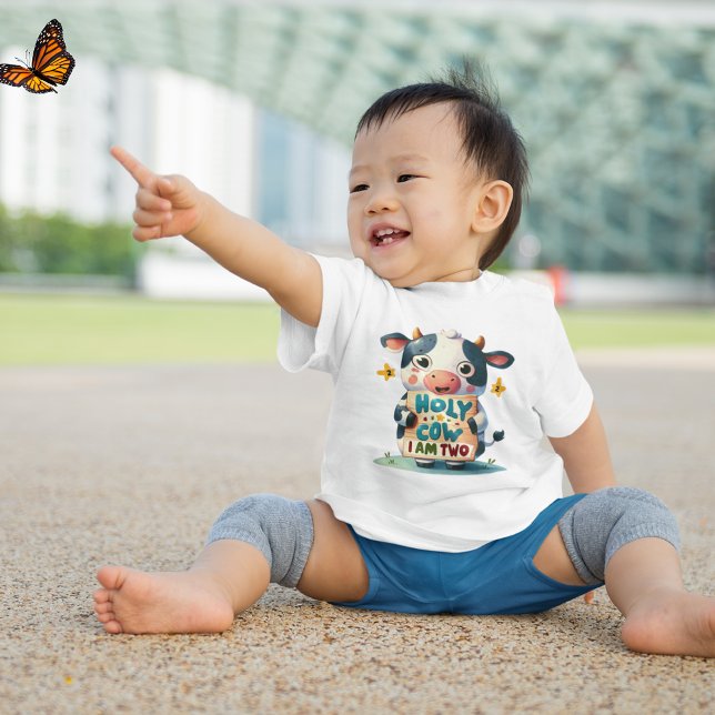 Camiseta Infantil Holy Cow, I'm Two! (Criador carregado)