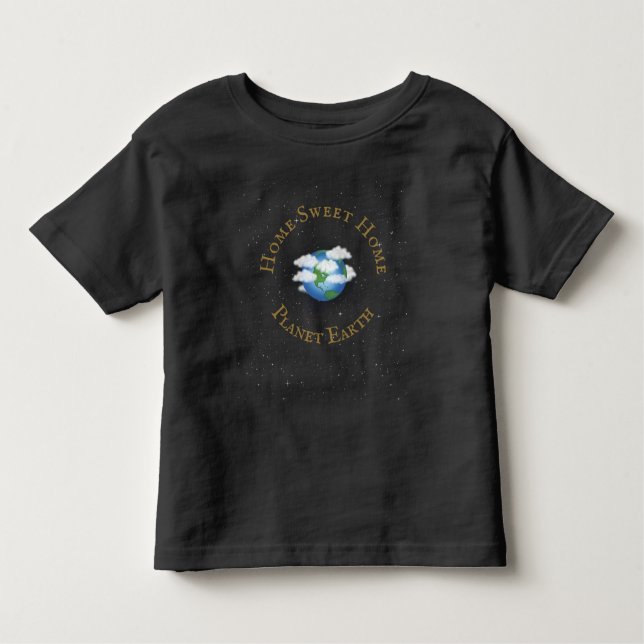 Camiseta Infantil "Home Sweet Home Planet Earth" Mundo entre estrela (Frente)