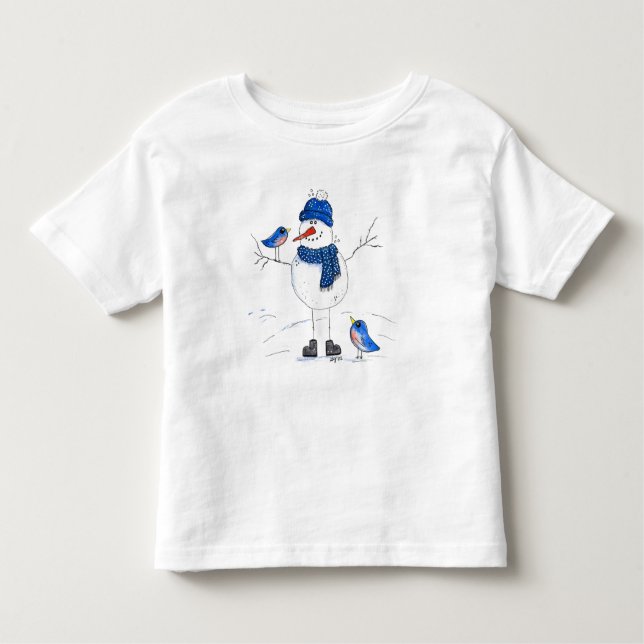 Camiseta Infantil Homem de neve de pernas longas (Frente)