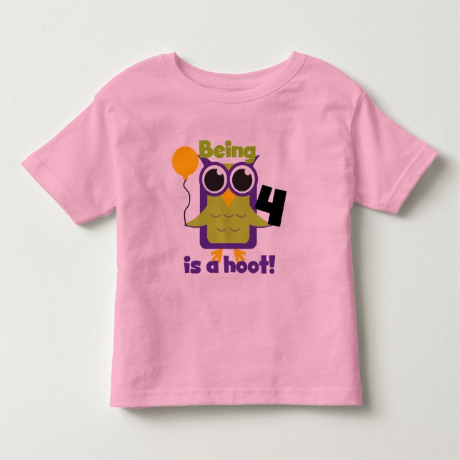Camiseta Infantil Hoot Owl 4th Birthday T-shirts e presentes (Frente)
