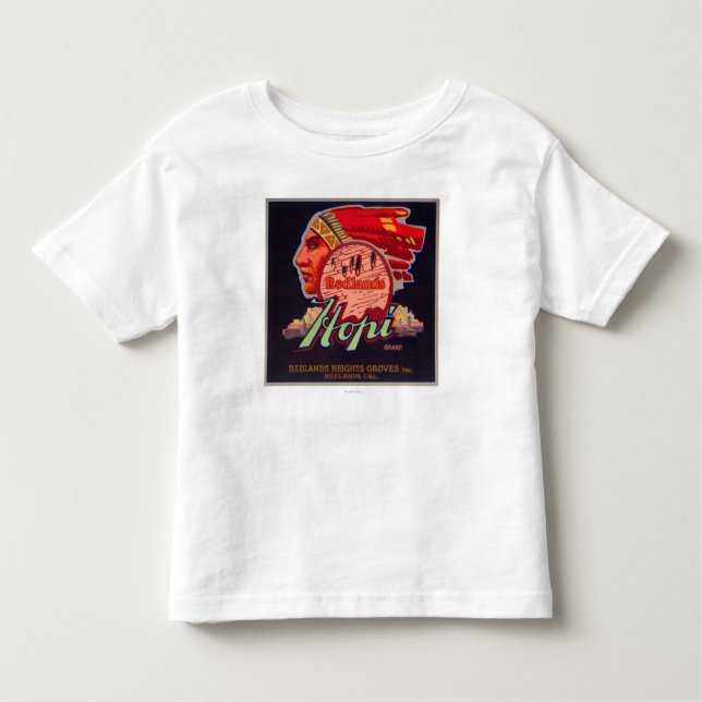 Camiseta Infantil Hopi LabelRedlands alaranjado, CA (Frente)