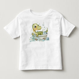 Camiseta Infantil Hora do Banho do Dino Fofo