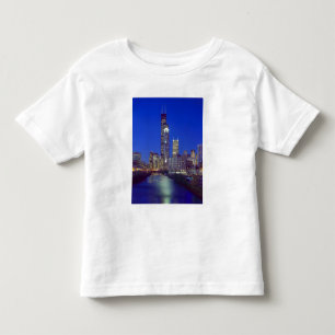 Camiseta Infantil Horizonte de Chicago, Illinois, à noite com Chicag