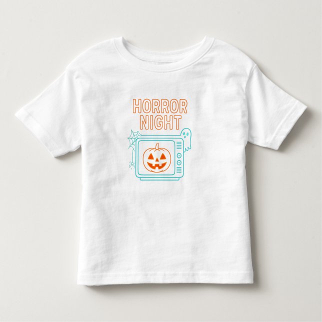 Camiseta Infantil Horror Night Neon Halloween Roupas unisex (Frente)