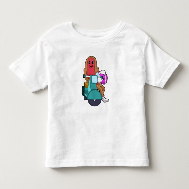 Camiseta Infantil Hotdog como Biker com Patinete.PNG (Frente)