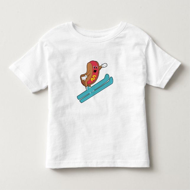 Camiseta Infantil Hotdog como saltador de Esqui com Ski.PNG (Frente)