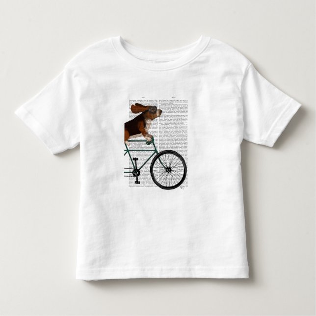 Camiseta Infantil Hound Basset na Bicicleta (Frente)