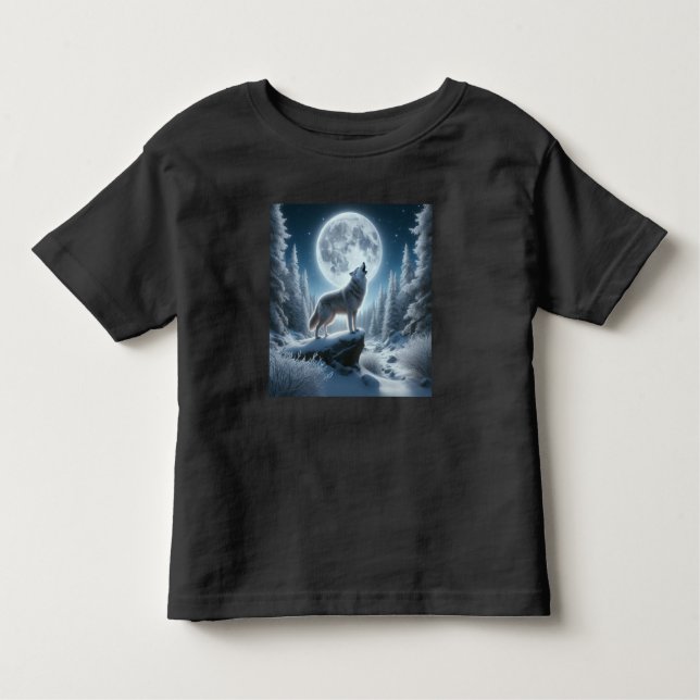 Camiseta Infantil Howling Wolf In Winter (Frente)