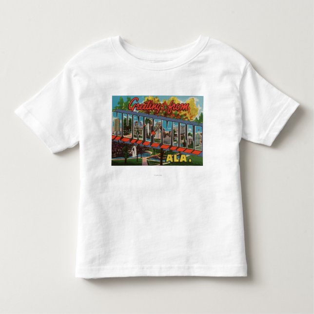 Camiseta Infantil Huntsville, Alabama - grandes cenas da letra (Frente)