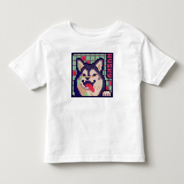 Camiseta Infantil Husky Pixelart Pixel Art (Frente)