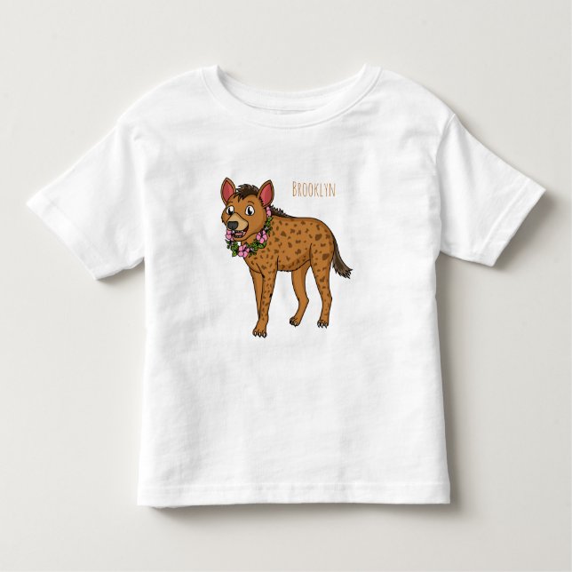 Camiseta Infantil Hyena and flowers cartoon illustration  (Frente)