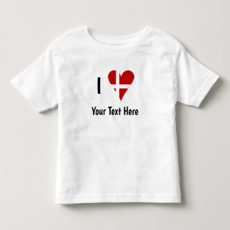 Camiseta Infantil I (Funky Heart Shaped Danish Flag) Your Text