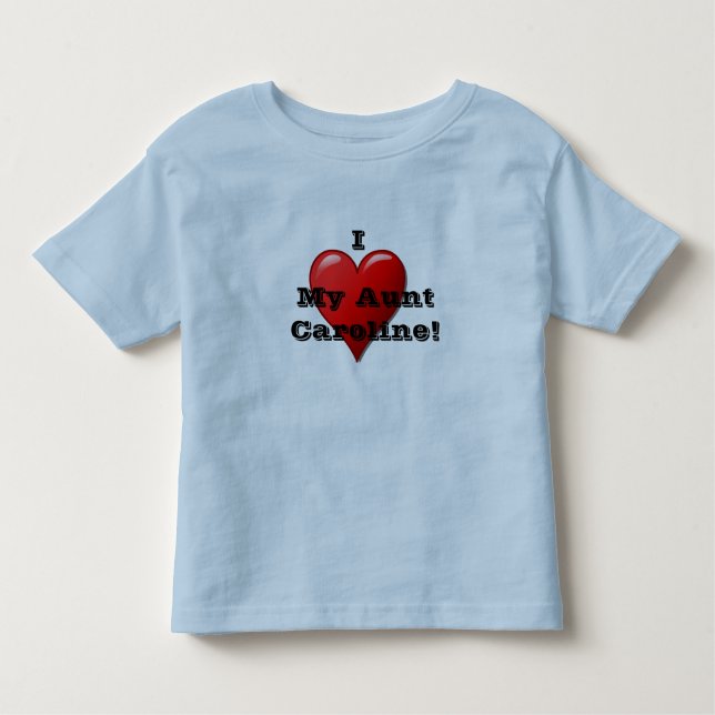 Camiseta Infantil I Love My tia (insira o nome) Child's Heart Shirt (Frente)