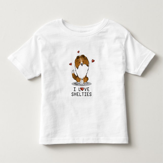 Camiseta Infantil I Love Shels (sable 2) Shetland Sheepdog Cute (Frente)