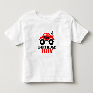 Camiseta Infantil Idade de Aniversário dos Monster Truck Boys