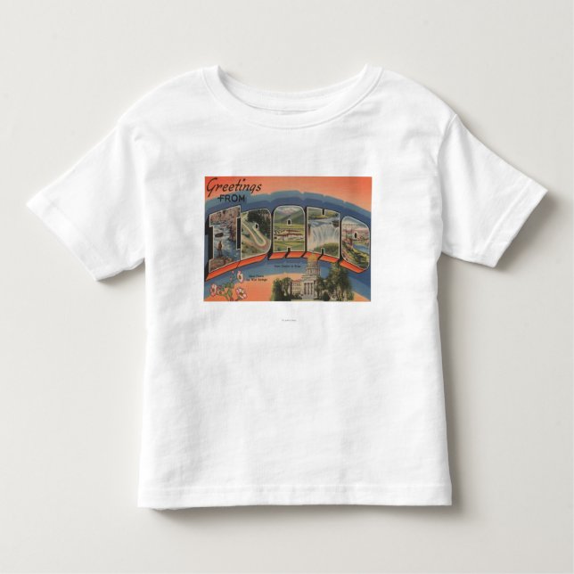 Camiseta Infantil Idaho (capital de estado/flor) - grande letra (Frente)