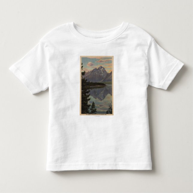 Camiseta Infantil Idaho - reflexão grande de Teton no lago Jackson (Frente)