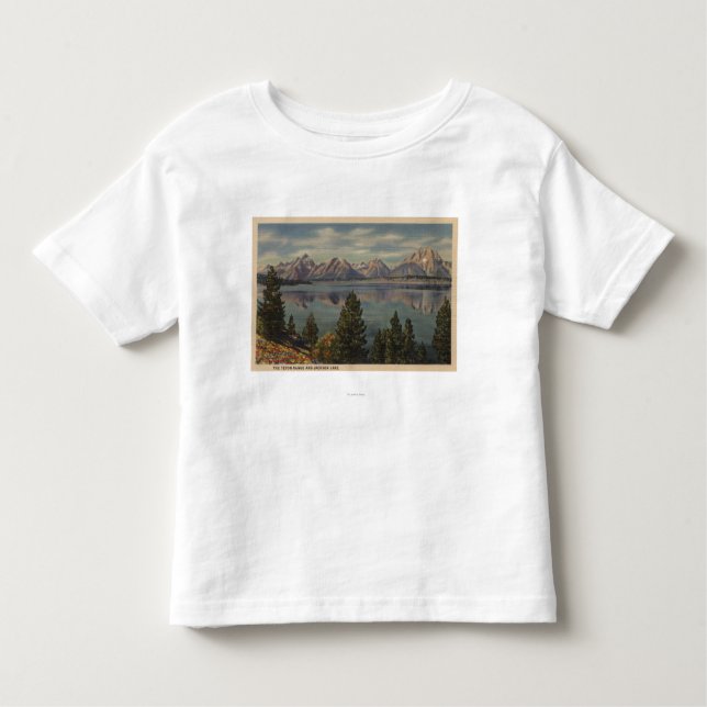 Camiseta Infantil Idaho - vista da escala de Teton & do lago Jackson (Frente)