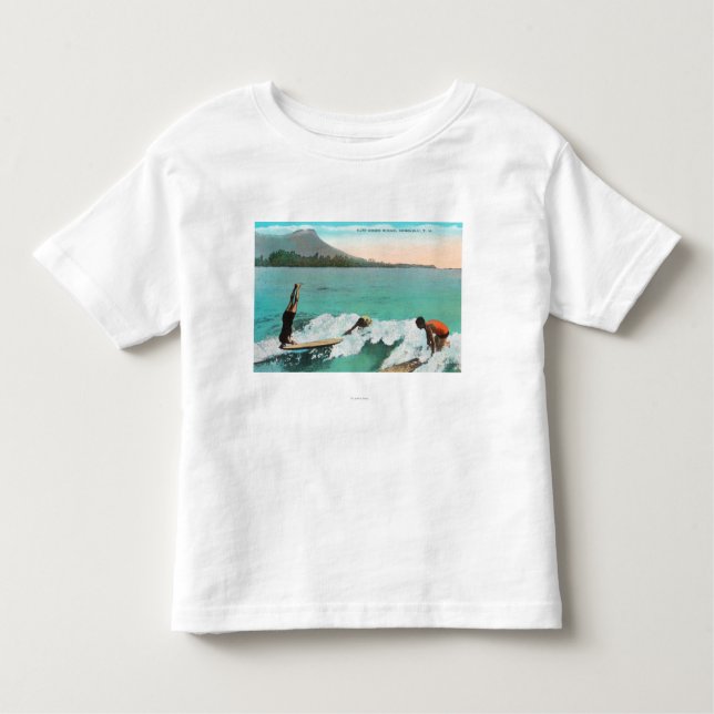Camiseta Infantil Ideia da equitação do conselho dos surfistas, um a (Frente)