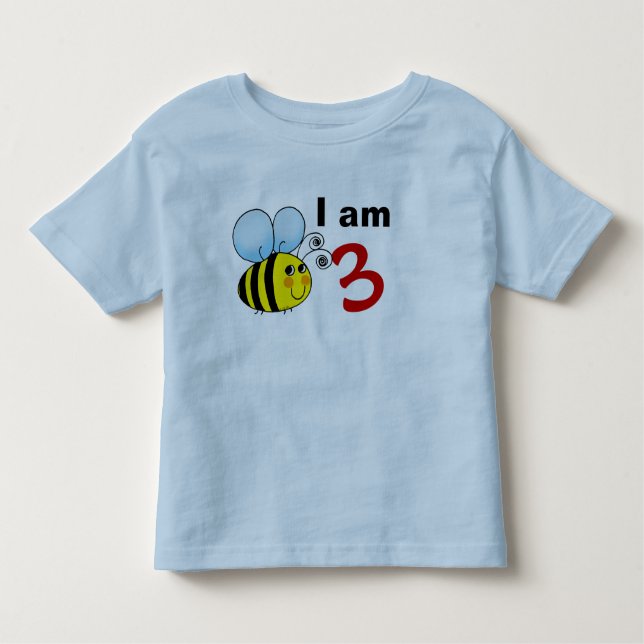 Camiseta Infantil ideia de presente de abelha aniversário de 3 anos (Frente)