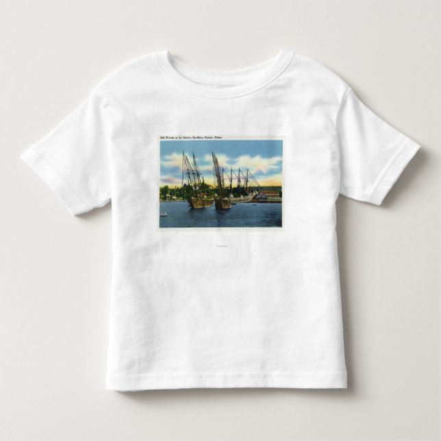 Camiseta Infantil Ideia de Shipwrecks velhos no porto (Frente)