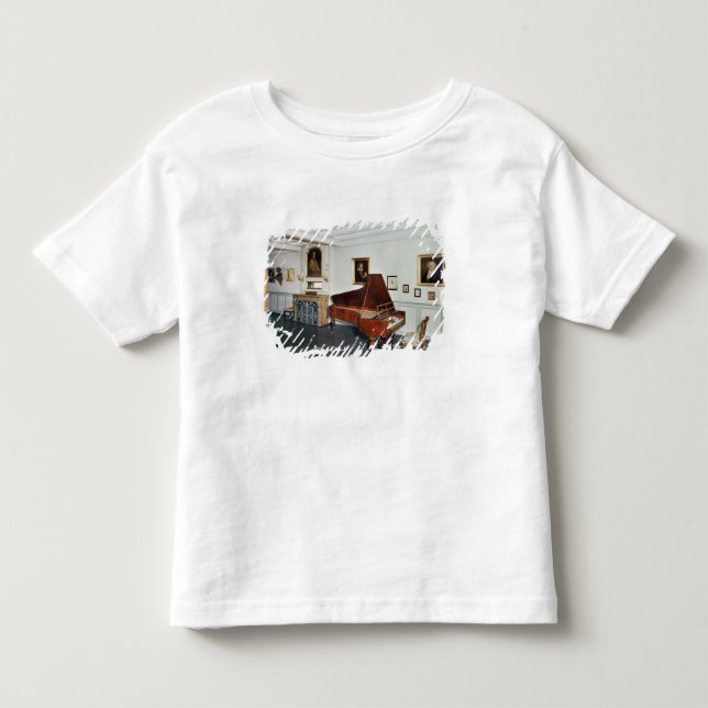 Camiseta Infantil Ideia de uma sala com um piano de cauda (Frente)