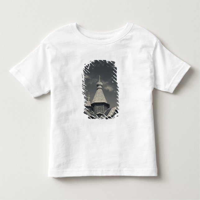 Camiseta Infantil Igreja ortodoxa russa de madeira tradicional (Frente)