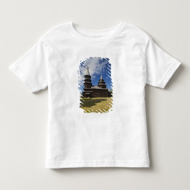Camiseta Infantil Igreja ortodoxa russa de madeira tradicional (Frente)