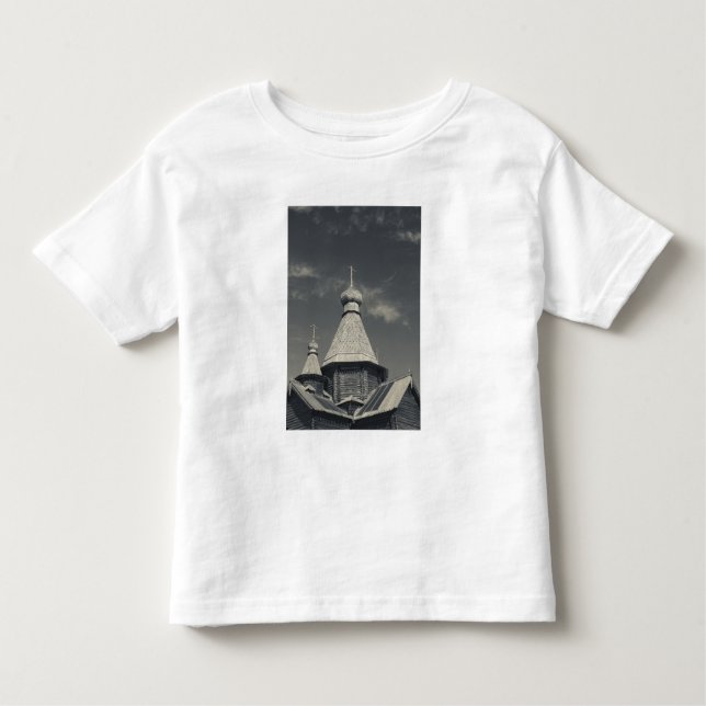 Camiseta Infantil Igreja ortodoxa russa de madeira tradicional (Frente)