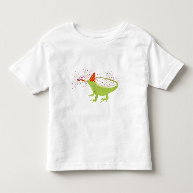Camiseta Infantil Iguana Lizard Partilhando Animais Tendo uma Festa (Frente)